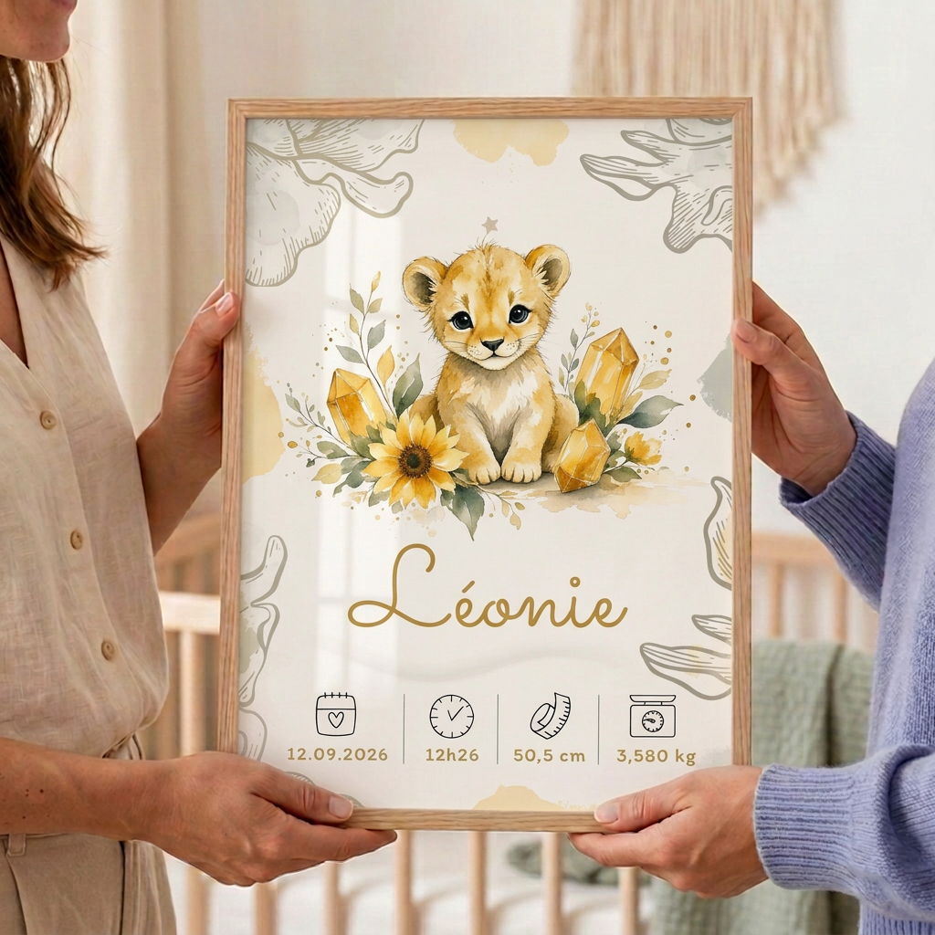 Poster de naissance Léonie personnalisé – Sans cadre