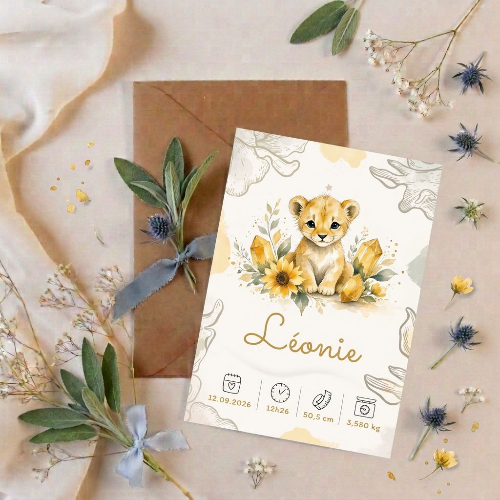 Affiche Léonie sur une enveloppe kraft