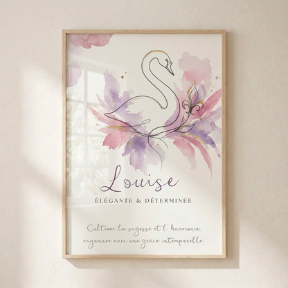 Affiche Louise dans un cadre bois clair avec plexiglas