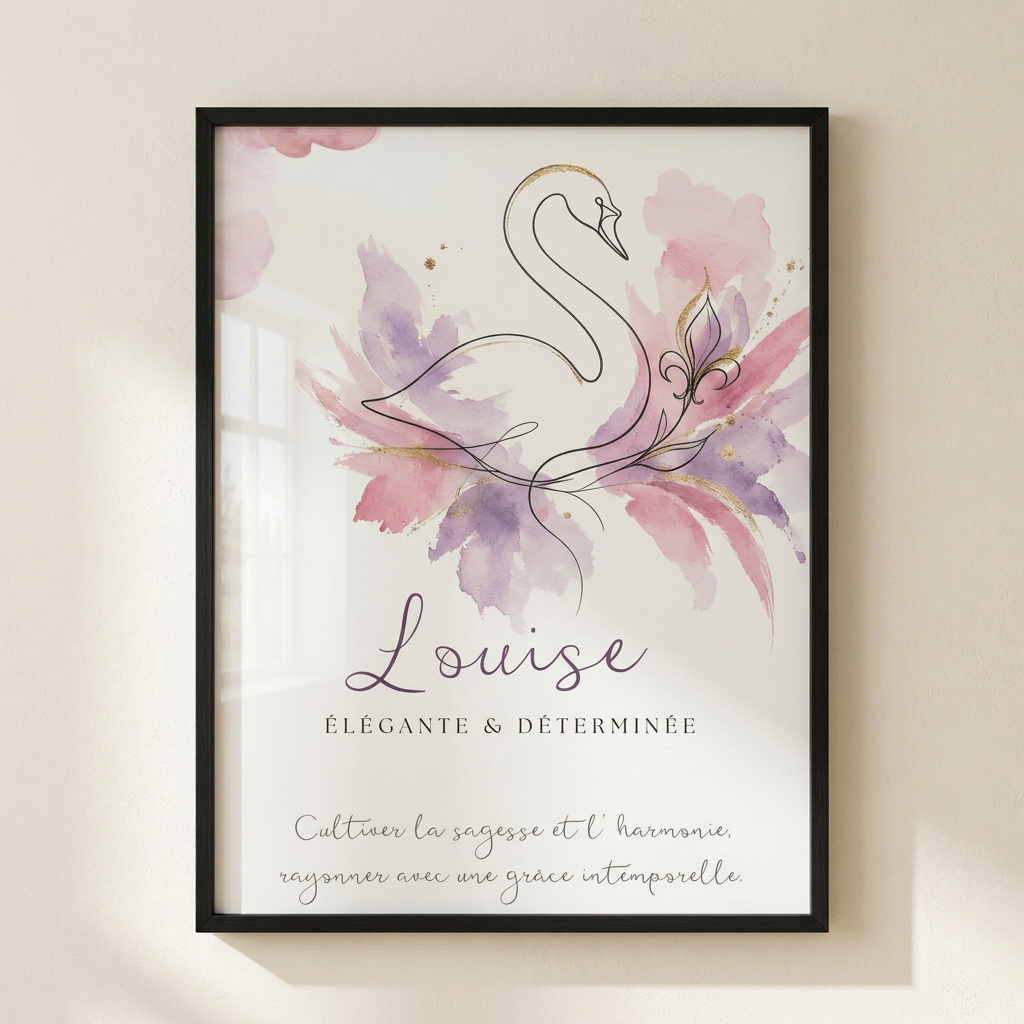 Affiche Louise dans un cadre noir avec plexiglas