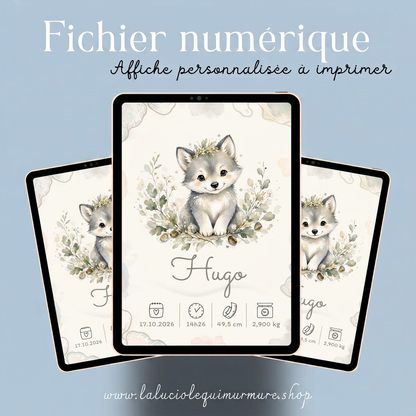 Affiche numérique Hugo présentée sur trois tablettes