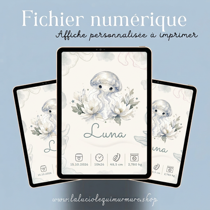 Affiche numérique Luna sur trois tablettes
