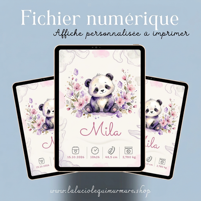 Affiche numérique Mila sur trois tablettes
