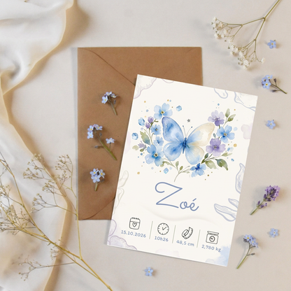 Affiche Zoé présentée sur une enveloppe kraft