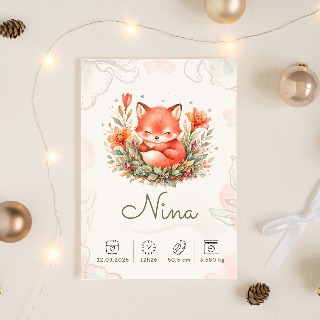 Affiche de naissance Nina personnalisée – fichier numérique