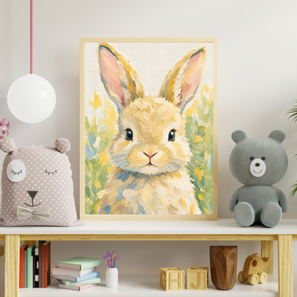 Affiche bébé lapin encadrée – chambre d'enfant prête à accrocher