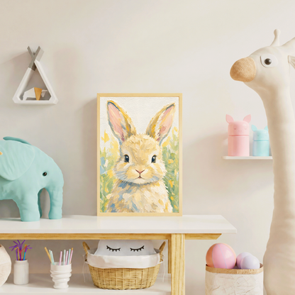 Affiche bébé lapin encadrée – chambre d'enfant prête à accrocher