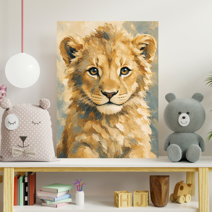 Poster bébé lion – affiche chambre d’enfant sans cadre