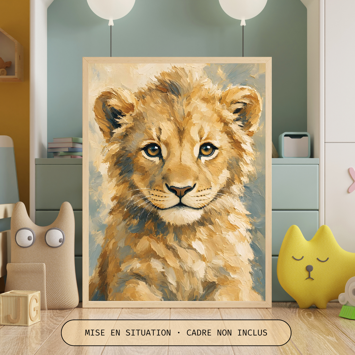 Poster bébé lion – affiche chambre d’enfant sans cadre