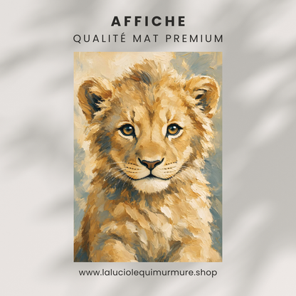 Poster bébé lion – affiche chambre d’enfant sans cadre