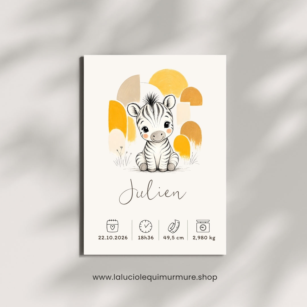 Affiche zèbre personnalisée – Animal totem, fichier numérique