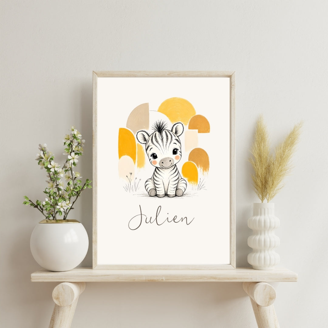 Affiche zèbre personnalisée – Animal totem, fichier numérique