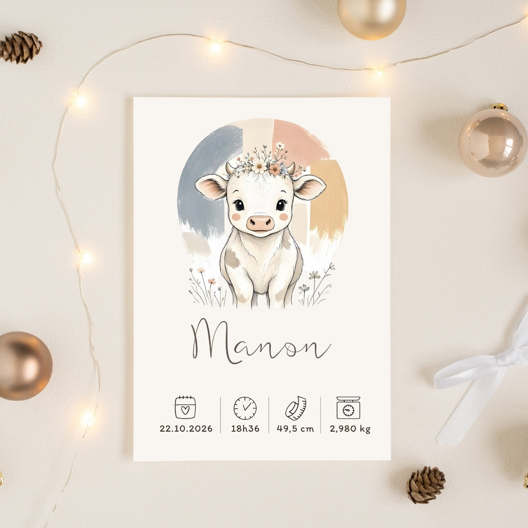 Affiche vache personnalisée sans cadre – Animal totem