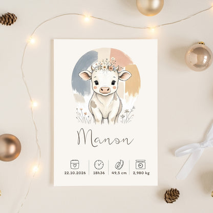 Affiche vache personnalisée sans cadre – Animal totem