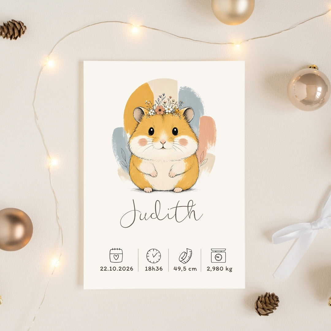 Affiche hamster personnalisée – Animal totem, fichier numérique