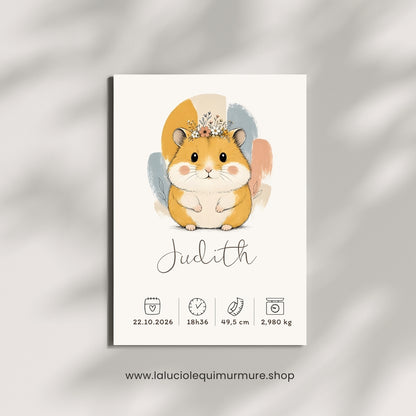 Affiche hamster personnalisée – Animal totem, fichier numérique