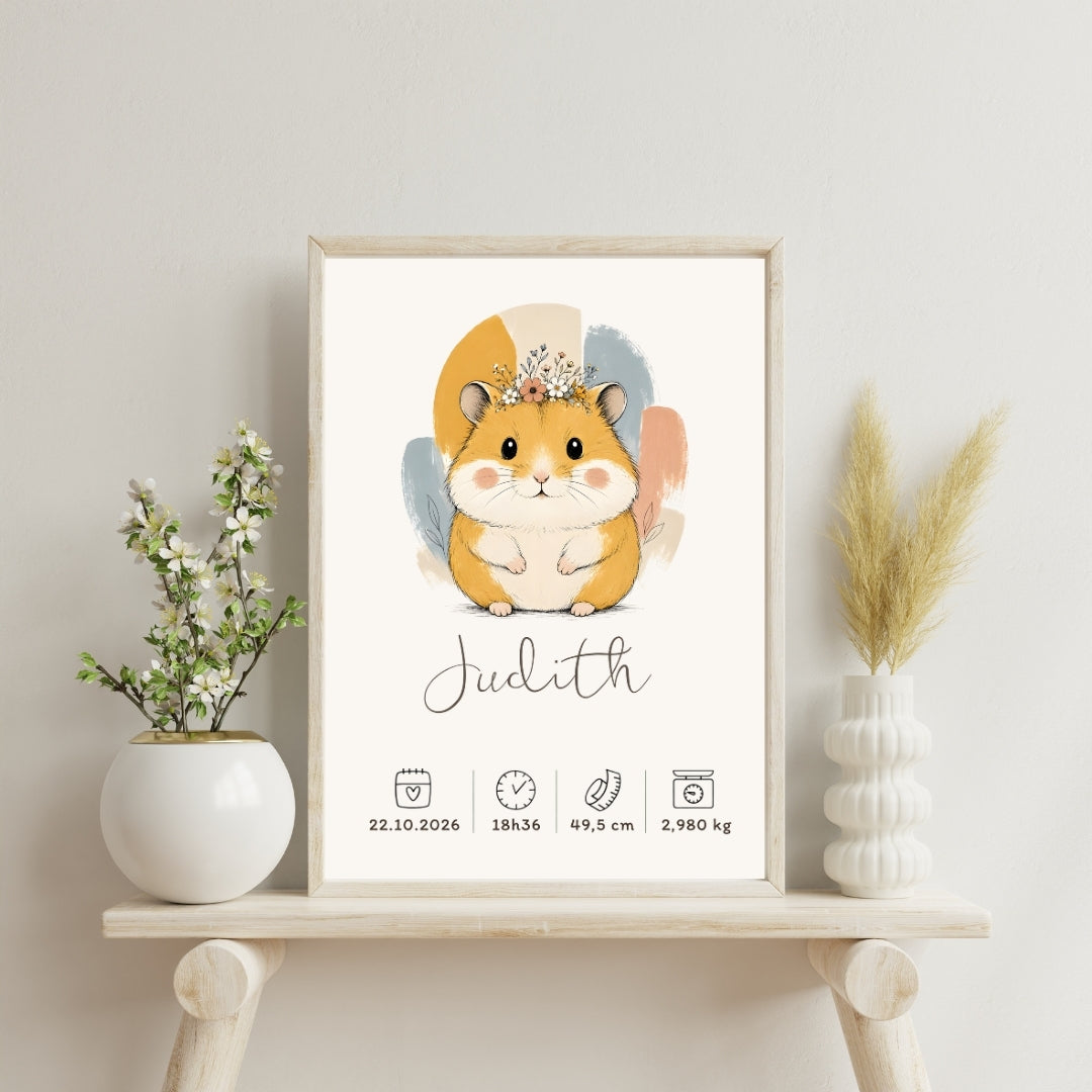 Affiche hamster personnalisée sans cadre – Animal totem