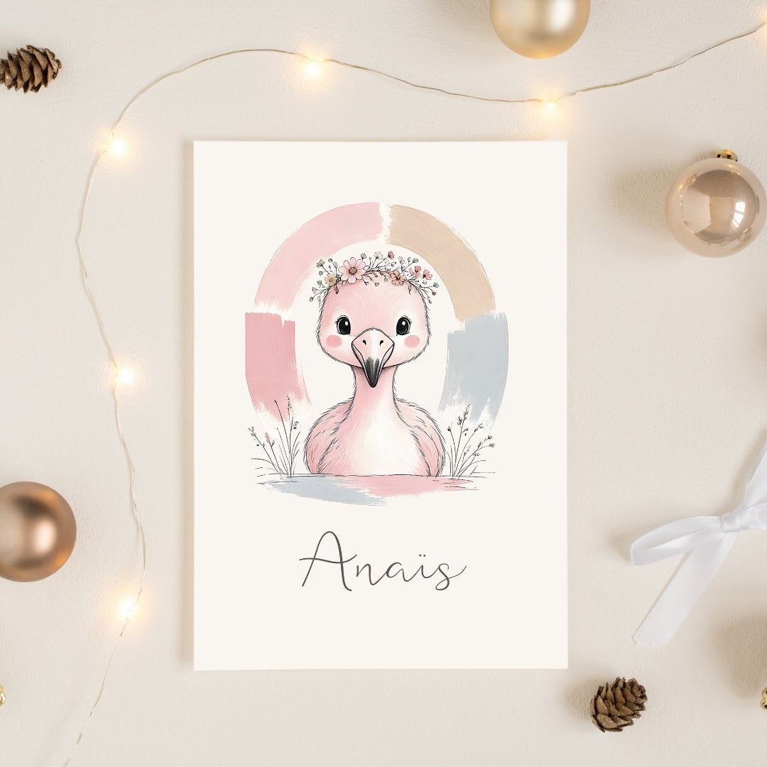 Affiche flamant rose personnalisée – Animal totem, fichier numérique