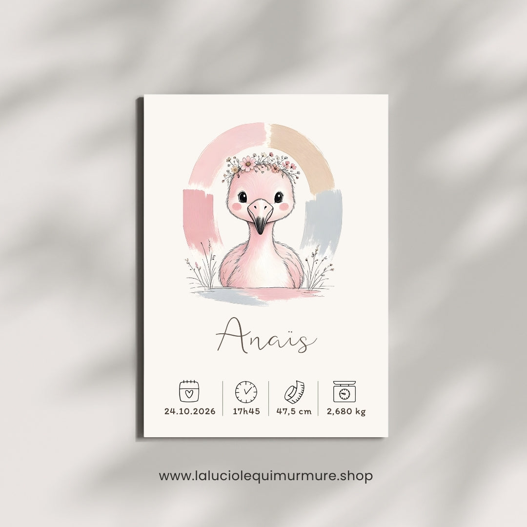 Affiche flamant rose personnalisée – Animal totem, fichier numérique