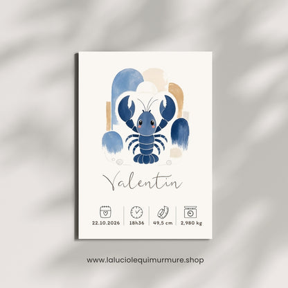 Affiche homard personnalisée – Animal totem, fichier numérique