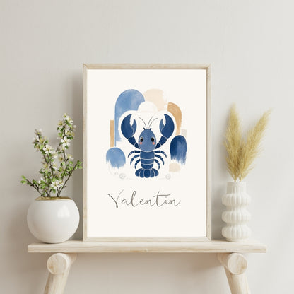 Affiche homard personnalisée – Animal totem, fichier numérique
