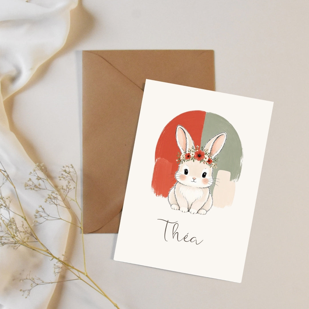 Affiche lapin coquelicot personnalisée – Animal totem, fichier numérique