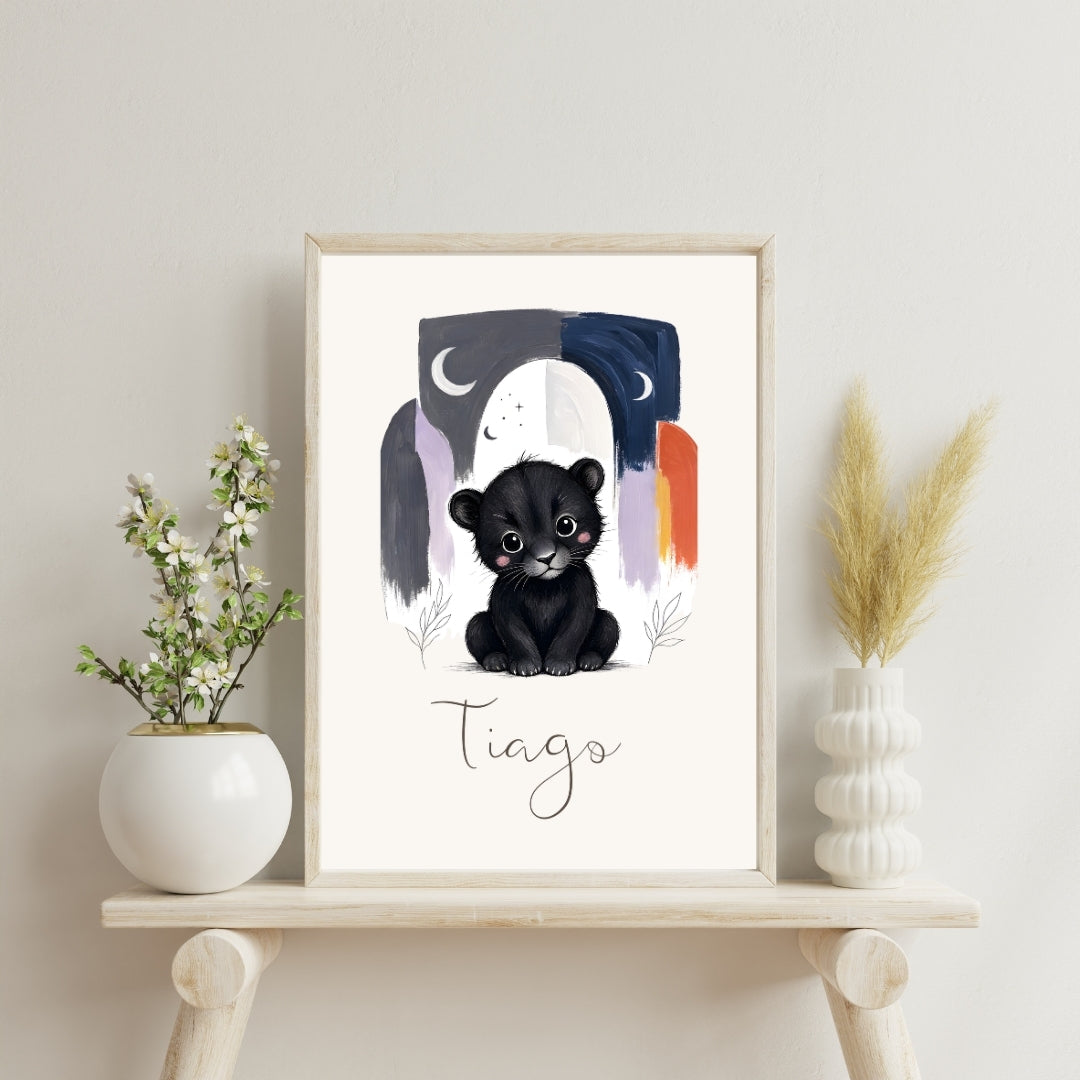 Affiche panthère noire personnalisée – Animal totem, fichier numérique