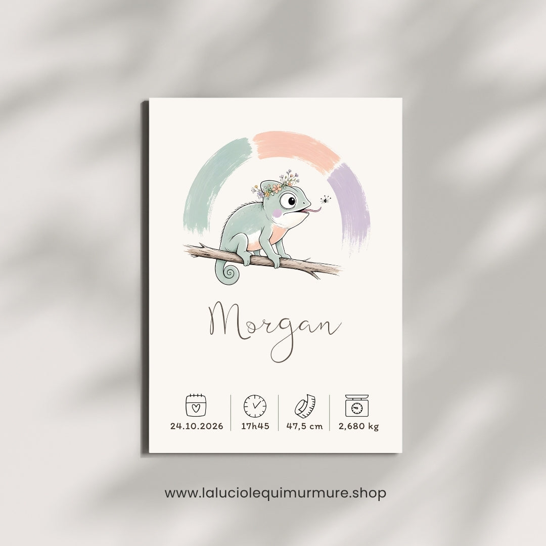 Affiche caméléon personnalisée – Animal totem, fichier numérique