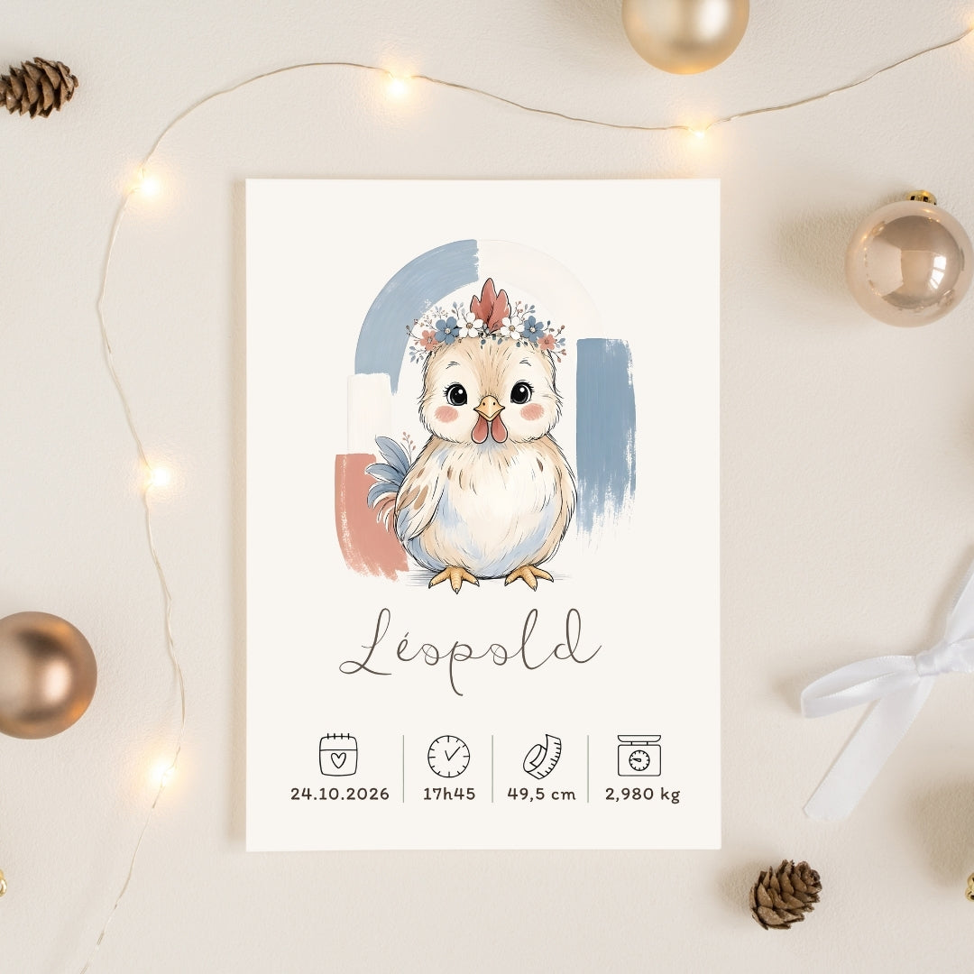 Affiche coq personnalisée – Animal totem, fichier numérique