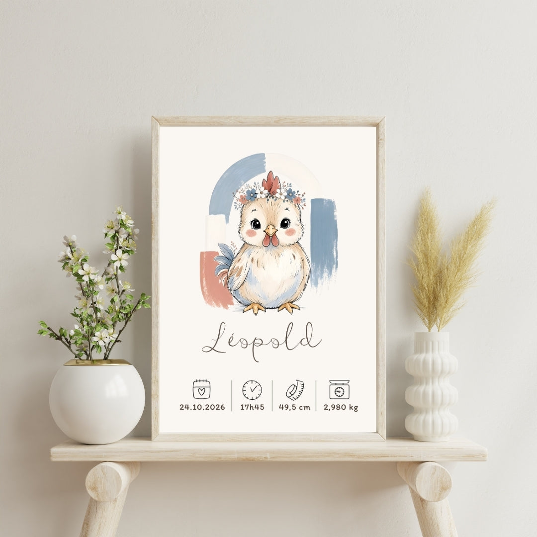 Affiche coq personnalisée – Animal totem, fichier numérique