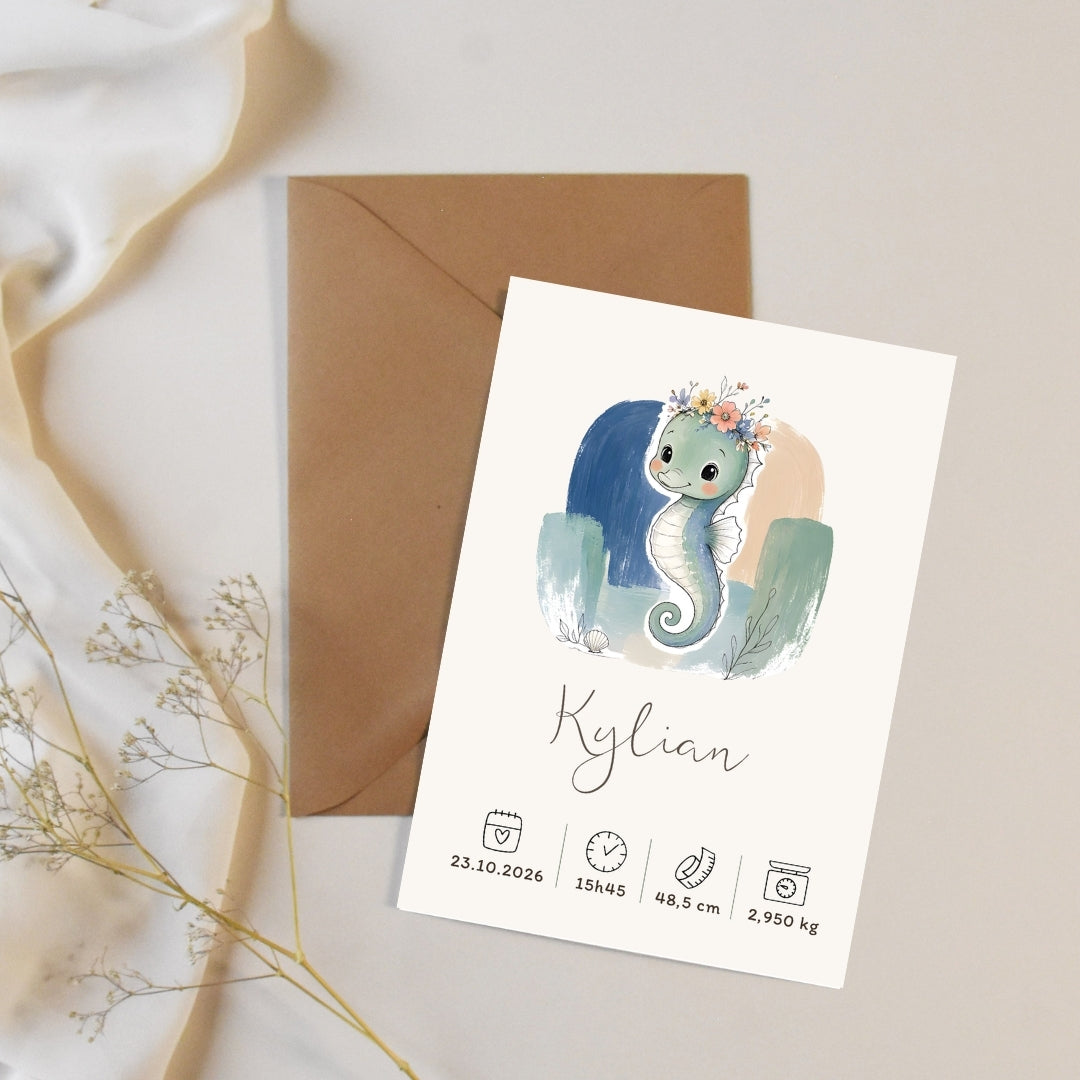 Affiche hippocampe personnalisée – Animal totem, fichier numérique