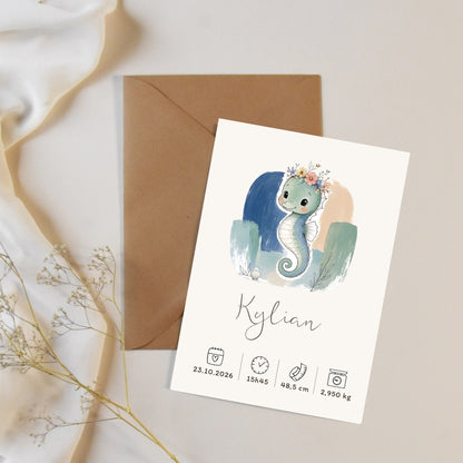 Affiche hippocampe personnalisée – Animal totem, fichier numérique