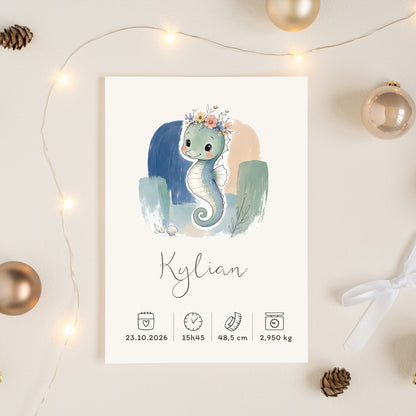 Affiche hippocampe personnalisée – Animal totem, fichier numérique