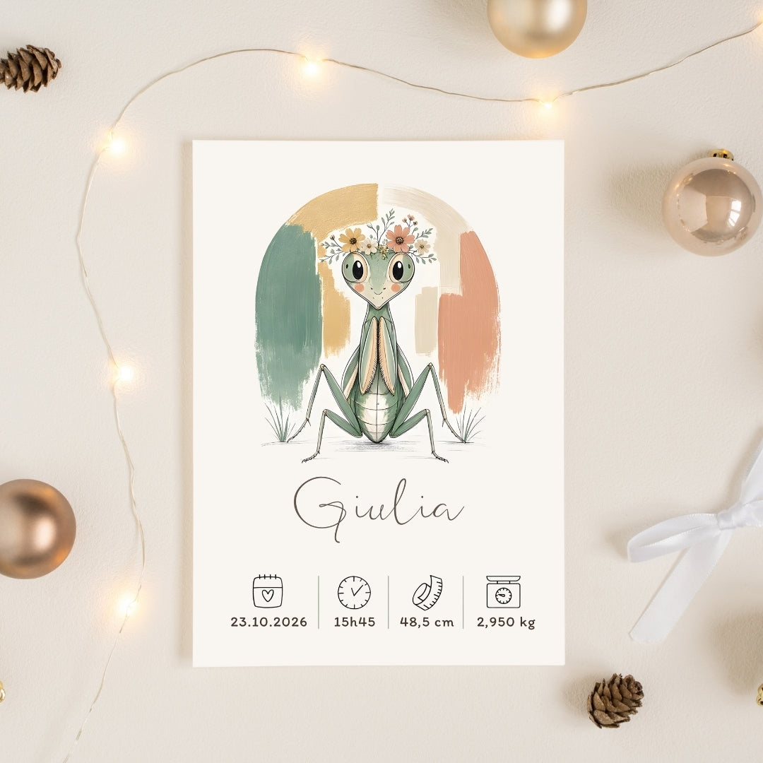 Affiche mante religieuse personnalisée – Animal totem, fichier numérique