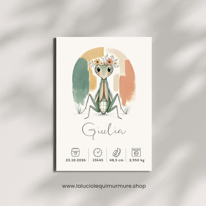 Affiche mante religieuse personnalisée – Animal totem, fichier numérique