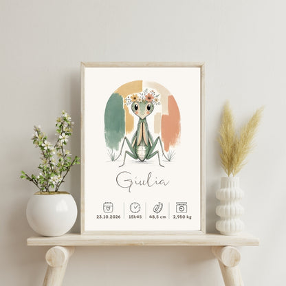 Affiche mante religieuse personnalisée – Animal totem, fichier numérique