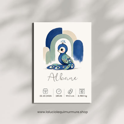 Affiche paon personnalisée sans cadre – Animal totem