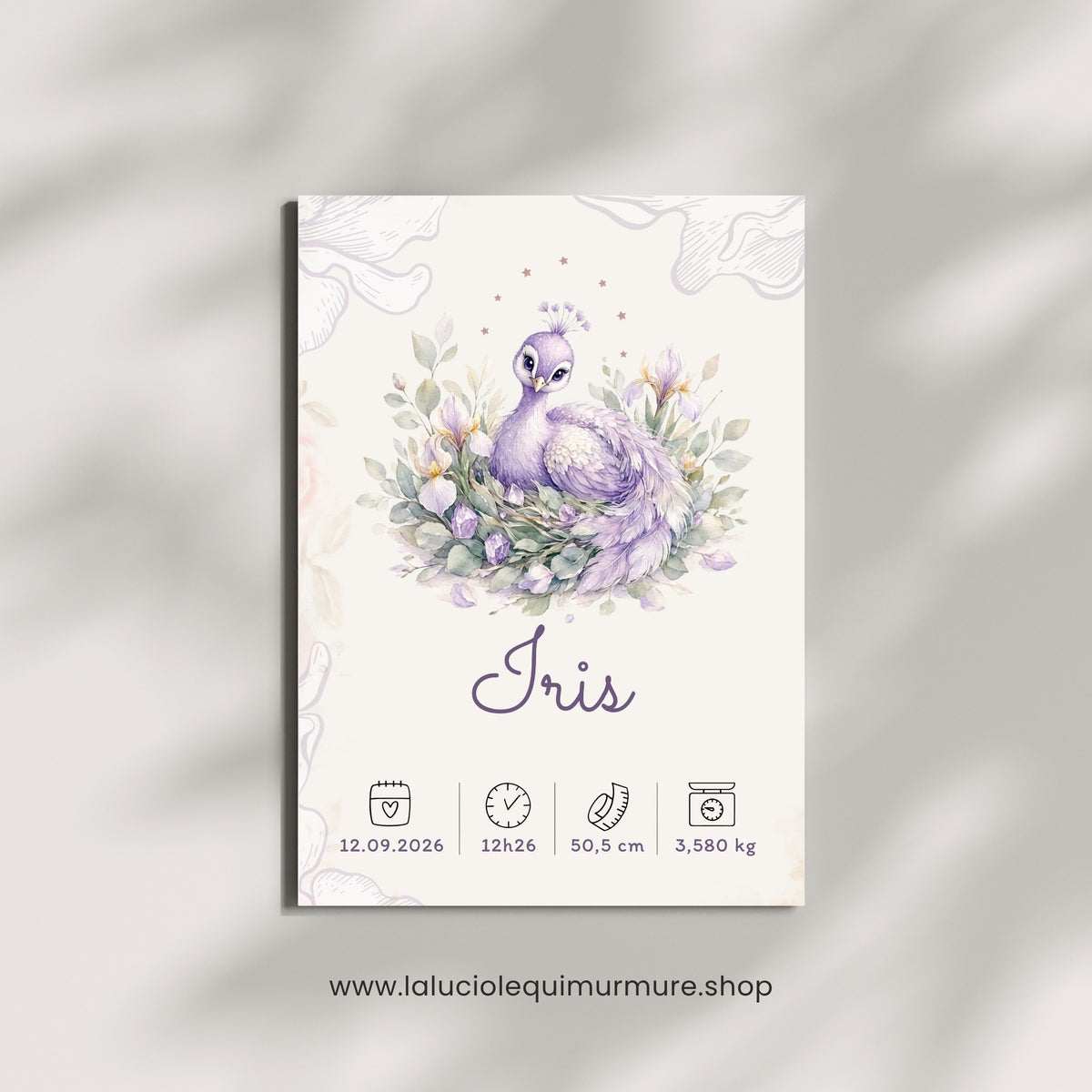 Affiche de naissance Iris personnalisée – fichier numérique