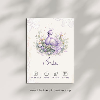 Affiche de naissance Iris personnalisée – fichier numérique