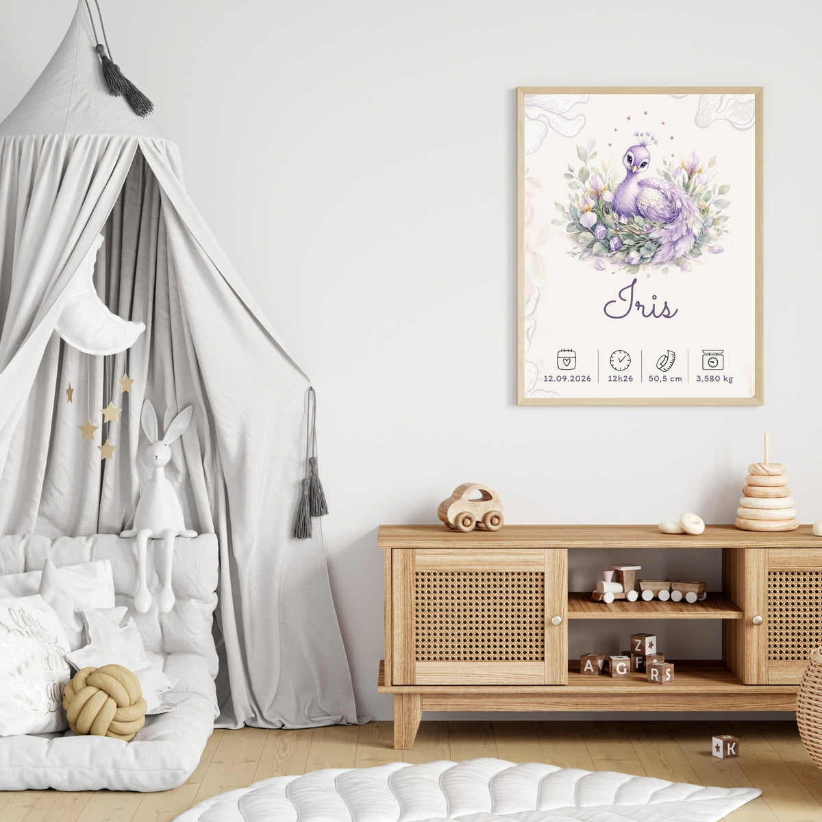 Affiche de naissance Iris personnalisée – fichier numérique