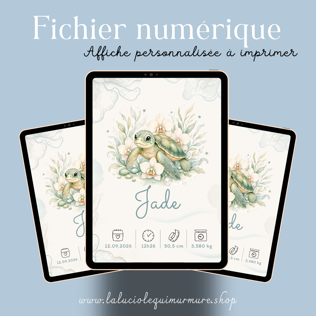 Affiche de naissance Jade personnalisée – Fichier numérique