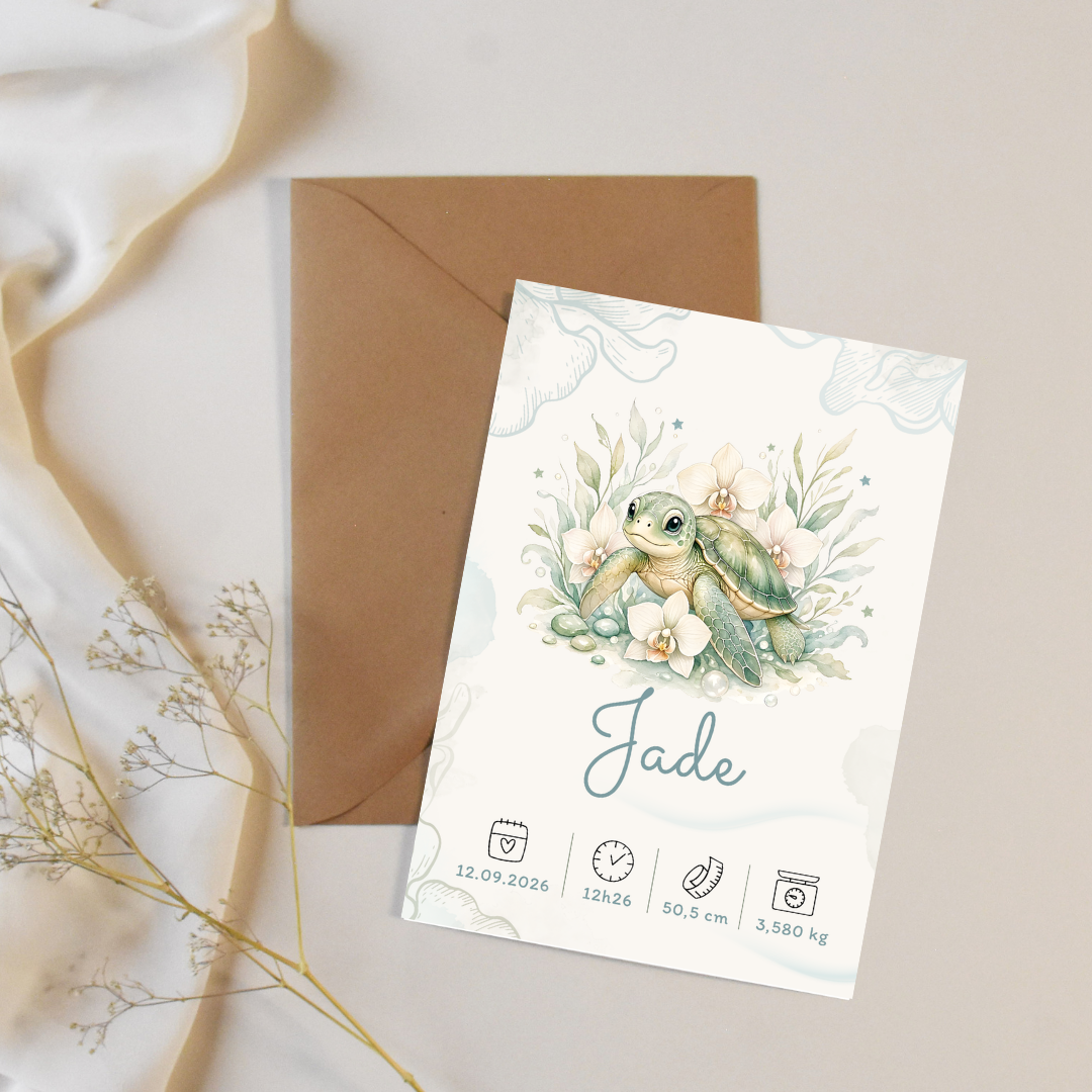 Affiche de naissance Jade personnalisée – Fichier numérique