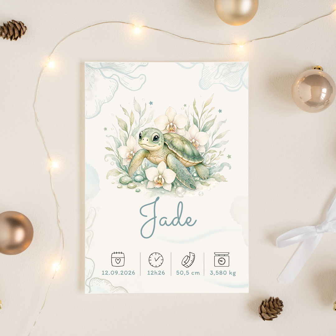 Affiche de naissance Jade personnalisée – Fichier numérique