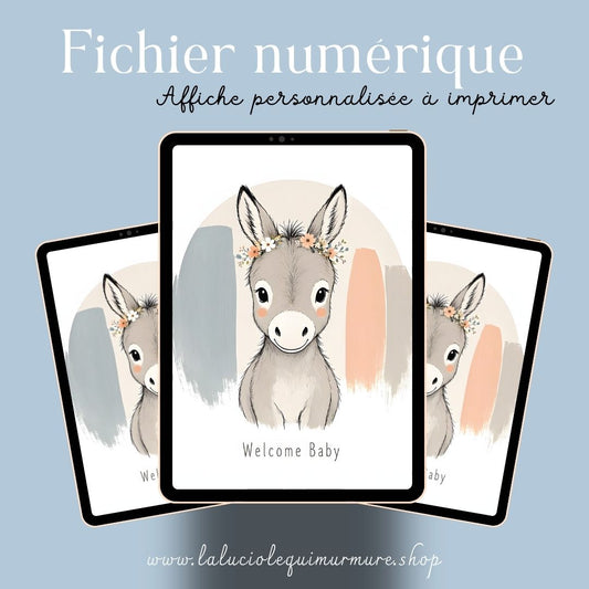 Affiche âne personnalisée – Animal totem, fichier numérique