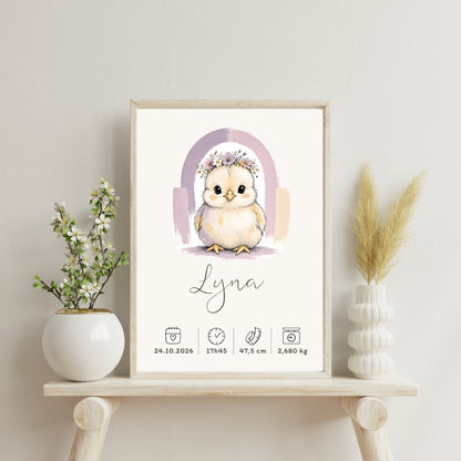 Affiche poussin personnalisée – Animal totem, fichier numérique