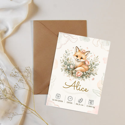 Affiche de naissance Alice personnalisée – fichier numérique
