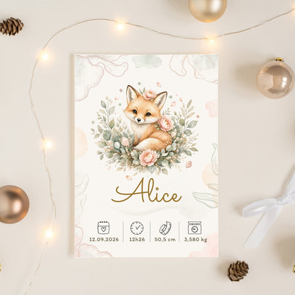 Affiche de naissance Alice personnalisée – fichier numérique
