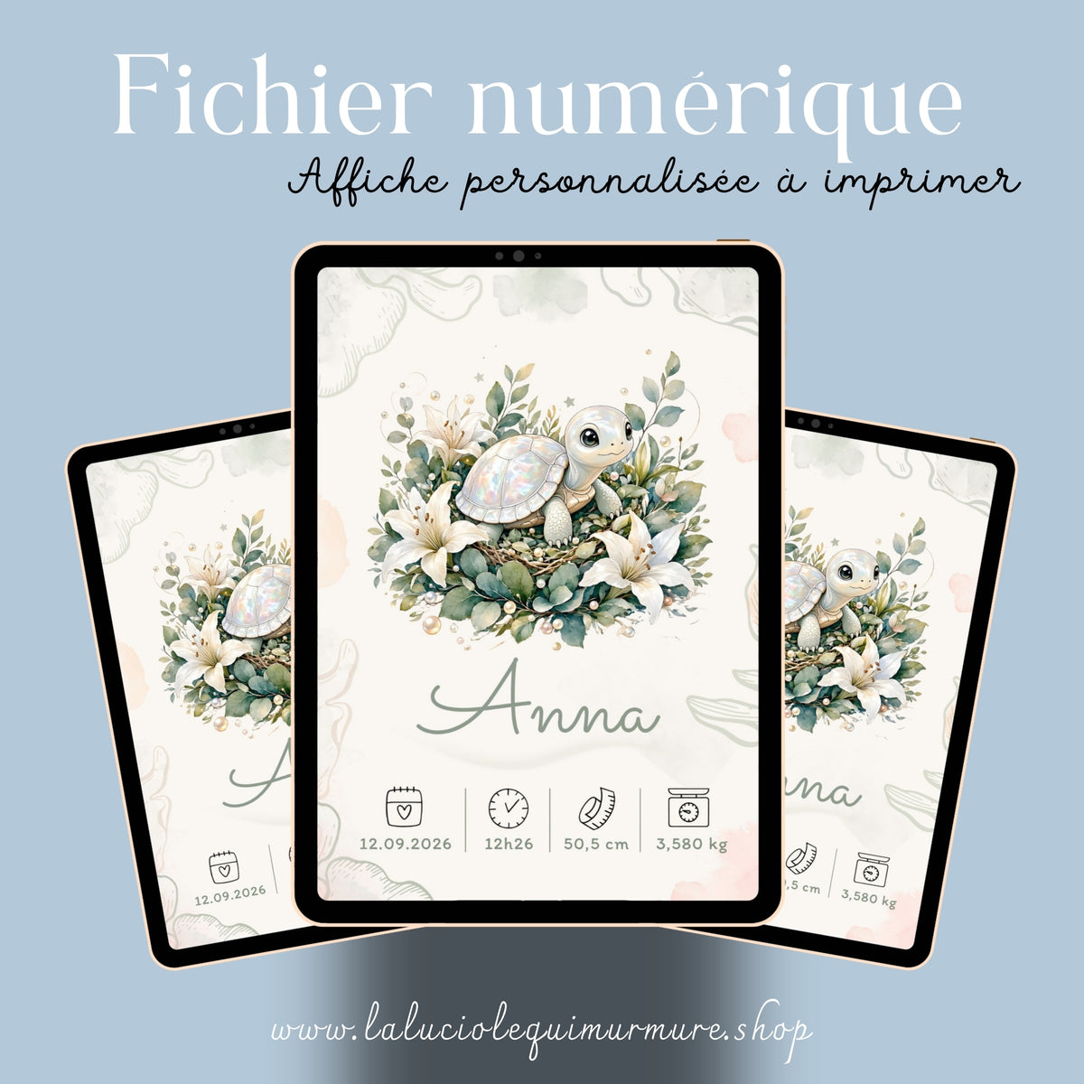 Affiche de naissance Anna personnalisée – fichier numérique