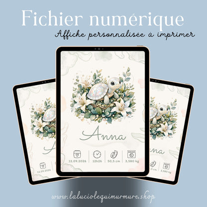 Affiche de naissance Anna personnalisée – fichier numérique
