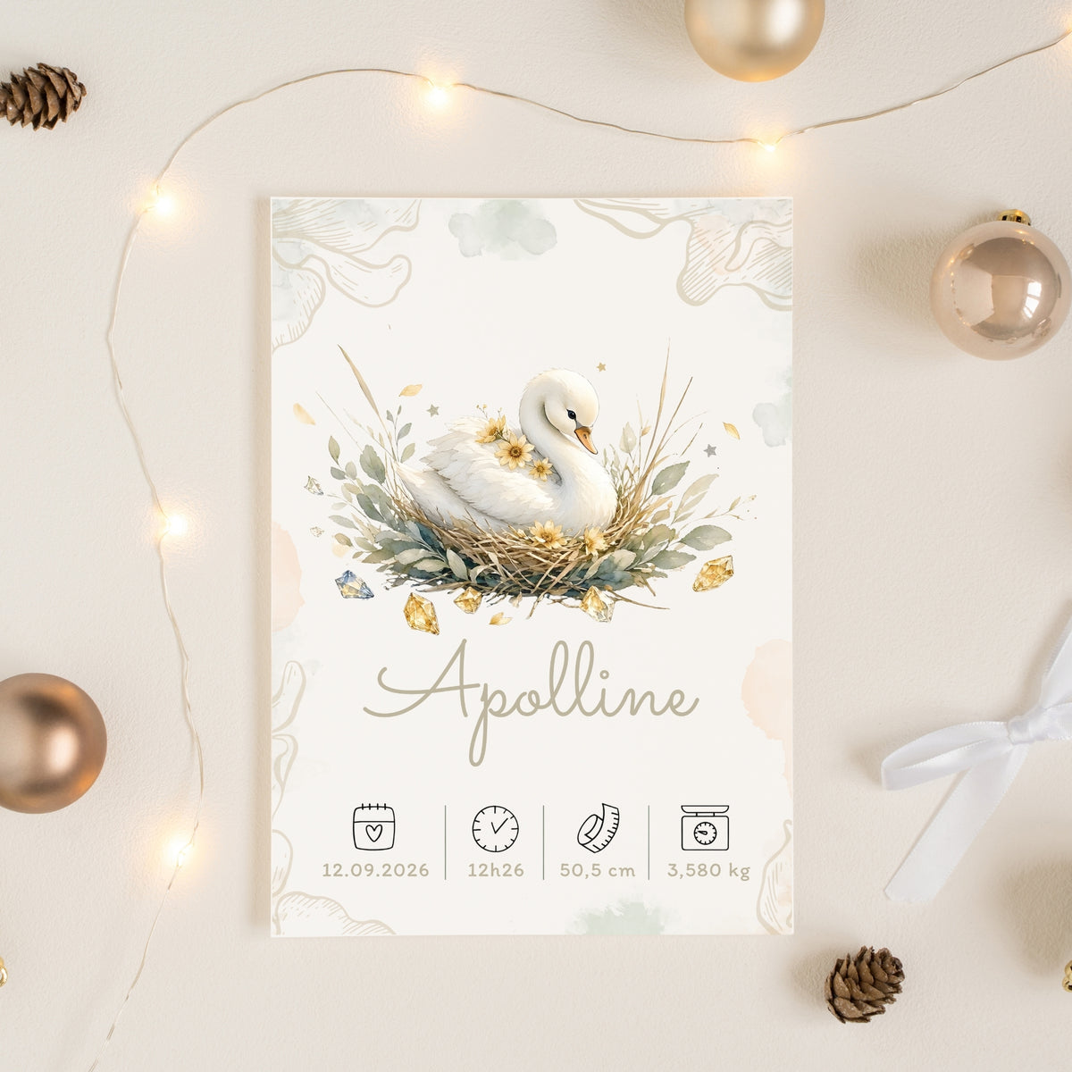 Affiche de naissance Apolline personnalisée – fichier numérique